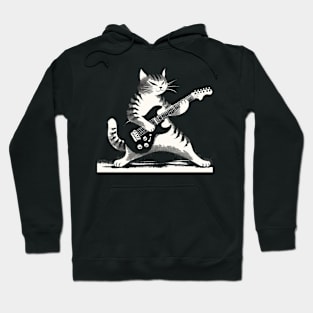 Electric Guitar Cat Rock Music Japan Style Funny Cat Hoodie